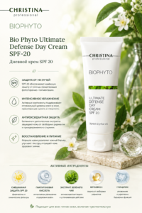 Дневной крем для чувствительной кожи с SPF Christina Bio Phyto Ultimate Defense Day Cream SPF-20 для защиты от солнца, сухости и покраснения